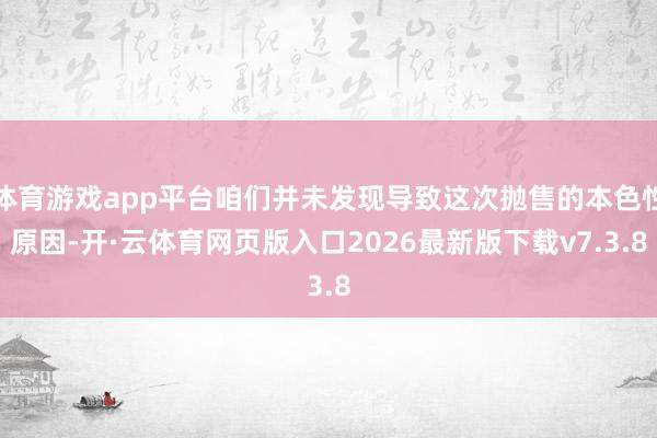 体育游戏app平台咱们并未发现导致这次抛售的本色性原因-开·云体育网页版入口2026最新版下载v7.3.8